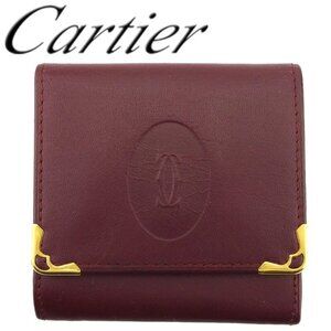 Cartier Coin Case Mastline Bordeaux Leather Authentic Used